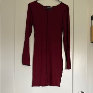 SHEIN Red Long Sleeve Bodycon Dress